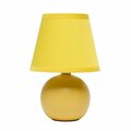Creekwood Home Traditional Petite Ceramic Orb Base Table Desk Lamp with Matching Tapered Drum Fabric Shade, Yellow CWT-2004-YL